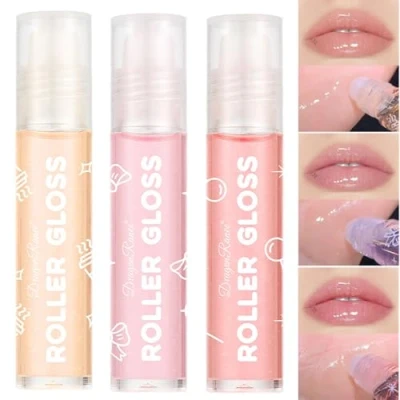 Image of Riroenst 3Pcs Hydrating Glitter Lip Oil, Moisturizing Glow Transparent Balm,Plumping Gloss,Repairing and Nourishing
