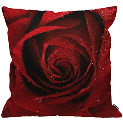Image of HGOD DESIGNS Cushion Cover Red Rose,Throw Pillow Case Home Decorative for Men/Women Living Room Bedroom Sofa Chair 18X18 Inch Pillowcase 45X45cm