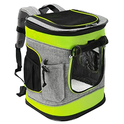 Image of Kato Tirrinia Cat Carrier Backpack, Foldable Pet Backpack For Small Dogs,Puppy Rucksack Ventilated Design Travel Camping Hiking Outdoor Green and Grey