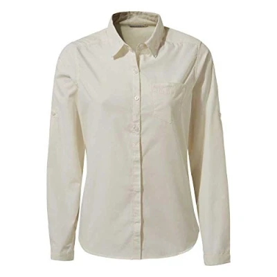 Image of Craghoppers Women&#039;s Kiwi Long Sleeved Hiking Shirt, Sea Salt, 8 UK