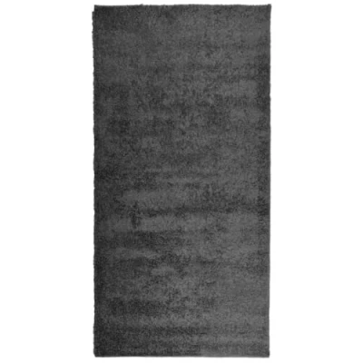 Image of vidaXL Shaggy Rug Anthracite 100x200 cm 30 mm High Pile, Soft Polypropylene, Easy Clean and Underfloor Heating Compatible for Bedroom, Office