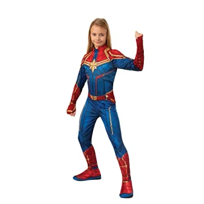 Image of Rubie&#039;s 700594L000 Captain Marvel Fancy Dress, Girls, Multicolour, L