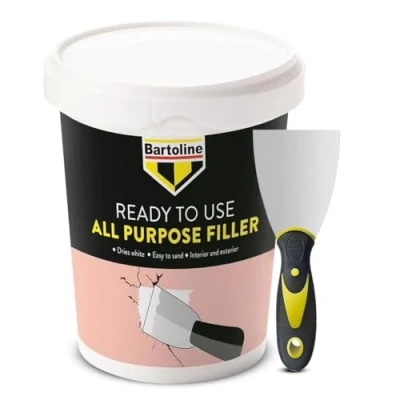 Image of Wall, Wood, Plaster, Plasterboard &amp; Brick Ready Mixed Filler Interior And Exterior Use + Flexible Filling Tool for Easy Application Dries White