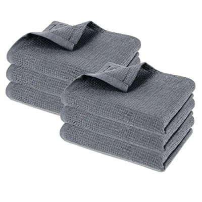 Image of Pagnanno Hotel Quality Kitchen tea Towels &amp; Waffle Weave towel Professional Cotton 45 x 70 cm Absorbent Fast Drying Dish Towels, and Bar (Pack of 6 (45x70cm), Grey)