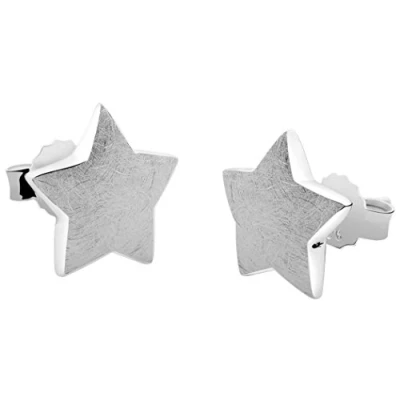 Image of Nenalina Stud Earrings with star Motif and polished Surface, handmade from 925 sterling silver, 324407 090