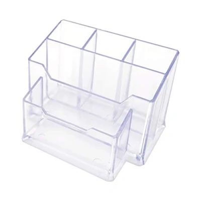 Image of D.RECT 0080 Acrylic Pen Holder Table Organiser Desk Multifunction Transparent