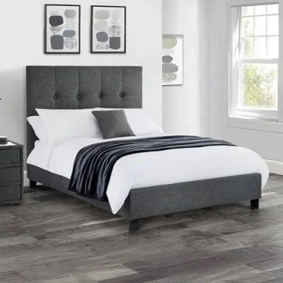 Image of Julian Bowen Sorrento 150cm King Bed Slate Linen, Fabric, 215 x 161 132 cm