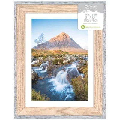 Image of Home Collection Picture Frames With Mount Photo Wood Effect Freestanding Or Wall (Two Tone, 6x8)