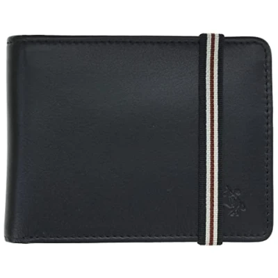 Image of VISCONTI Leather Wallet with Elastic Closure RFID Blocking and Tap Go BN3 Black