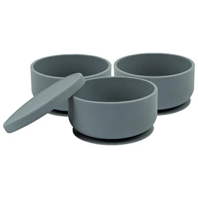 Image of Tiny Dining Baby Silicone Suction Bowls with Lid Tradewinds Pack of 3