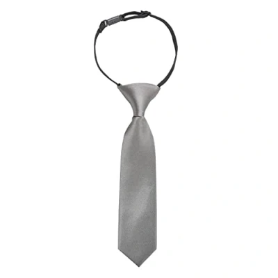 Image of DQT Plain Satin Pre Tied Elasticated Adjustable Neck Tie for Boys 0 2 Years Old Platinum