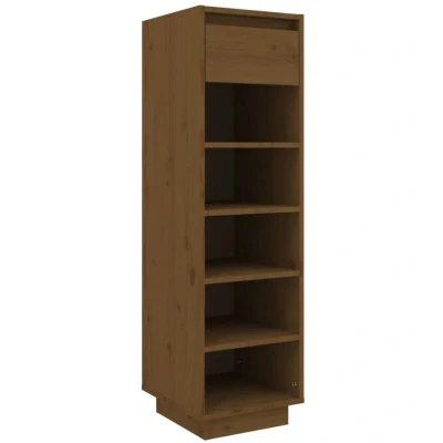 Image of vidaXL Shoe Cabinet Honey Brown 30x34x105 cm Solid Wood Pine