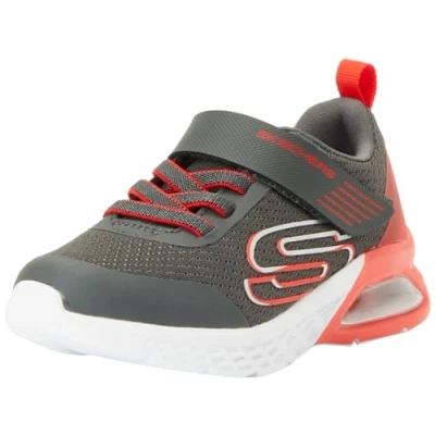 Image of Skechers Boys Trainers, Charcoal Textile/Synthetic/Red Trim, 2 UK