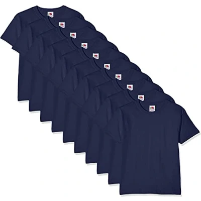 Image of Fruit of the Loom Boy&#039;s T Shirt (pack 10), Blue (Navy), 9 11 Years 10)