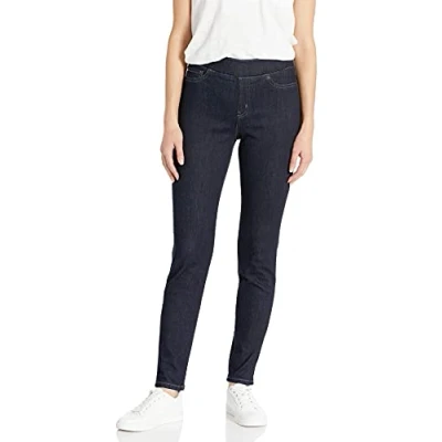 Image of Amazon Essentials Women&#039;s Mid Rise Stretch Pull On Jegging (Available in Plus Size), Rinsed, 8 Long