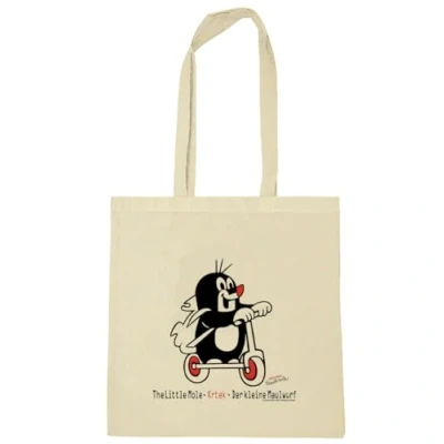 Image of Logoshirt® The little Mole I Scooter Printed Tote Bag Shopping 100% Cotton Resuable With Long Handles natural Licensed Design