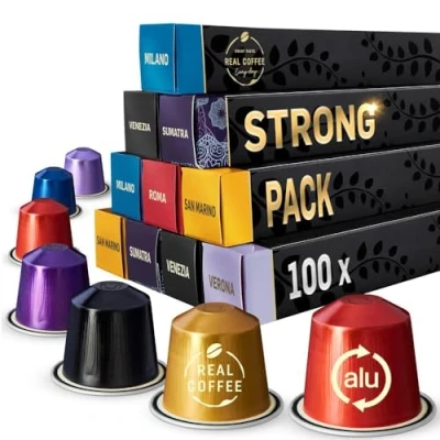 Image of Strong Coffee Variety Pack: 100 Nespresso Compatible Pods. Test Winning Capsules. 6 Different Varieties