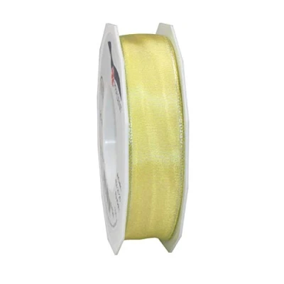 Image of Präsent Lyon Wired Taffeta Ribbon Light Yellow 25 mm Width, m Length