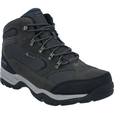 Image of Hi Tec Men&#039;s Storm WP Wide Walking Shoe, Charcoal/Grey/Majolica Blue, 7 UK