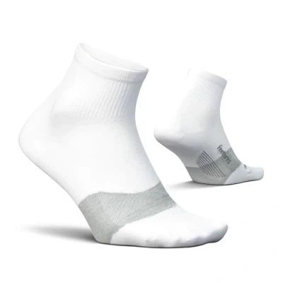 Image of Feetures Elite Ultra Light Quarter Socks L 9 11.5 Unisex White/Grey for Running Comfort