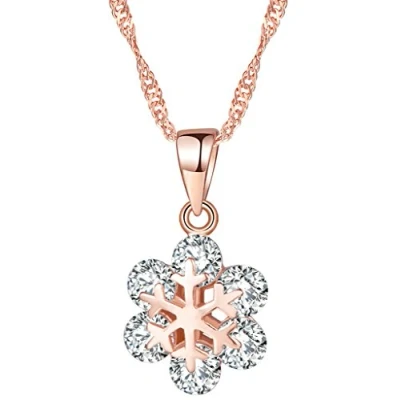 Image of Yumilok Jewelry 925 Sterling Silver Lovely Snowflake Pendant Necklace for Women/Girls
