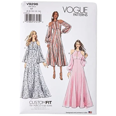 Image of Vogue Patterns 9296 A5 Misses Dress, Tissue, Multi Colour, 15 x 0.5 22 cm