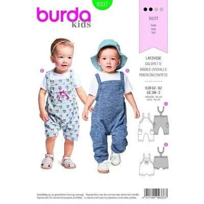 Image of Burda Baby Easy Sewing Pattern 9337 Overall Dungarees