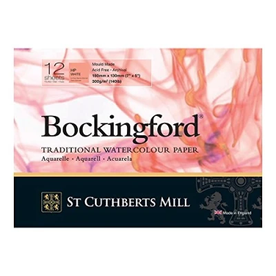 Image of Bockingford 300gsm Glued Pad 7 x 5 Inches (180 130 mm) Hot Pressed