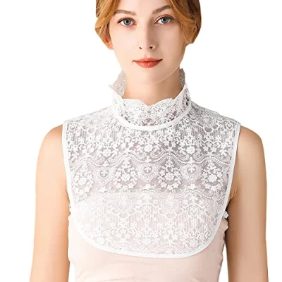 Image of LoudSung Detachable Half Shirt Blouse False Collar Elegant Fake Floral Lace for Women Girls