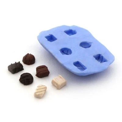 Image of MyTinyWorld Dolls House Miniature 6 Piece Dome, Square and Oblong Chocolate Mould