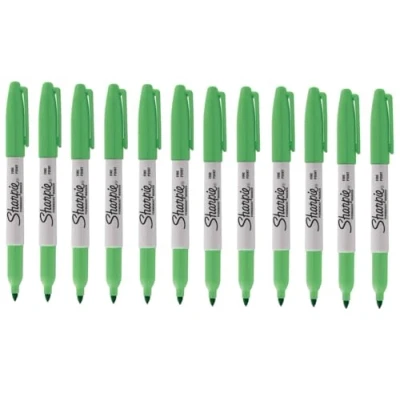 Image of Sharpie Fine Point Permanent Marker Pen Cosmic Galaxy Green 12 Pack
