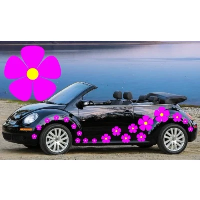 Image of 32 PINK PANSY FLOWER CAR DECALS,STICKERS,CAR GRAPHICS,DAISY STICKERS
