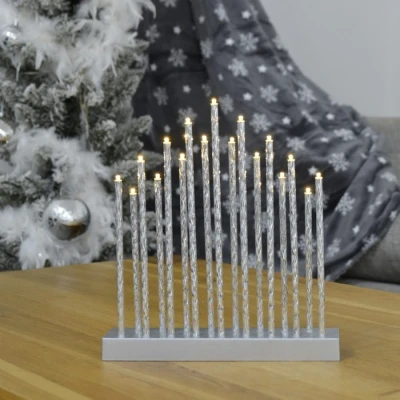 Image of Mr Crimbo 17 Light Candle Bridge Modern Christmas Decoration Battery Op Silver