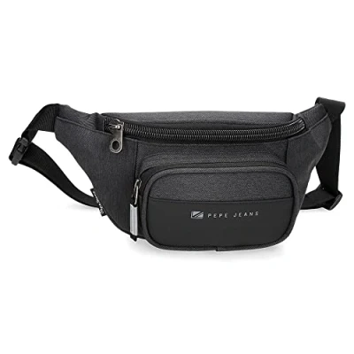 Image of Pepe Jeans Jarvis Waist Bag with Pocket Black 30 x 13 5.5 cm Polyester Faux Leather Details
