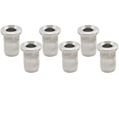 Image of Musiclily Pro 4mm Steel Top Mounting String Ferrules for Electric Guitar, Nickel (Set of 6)