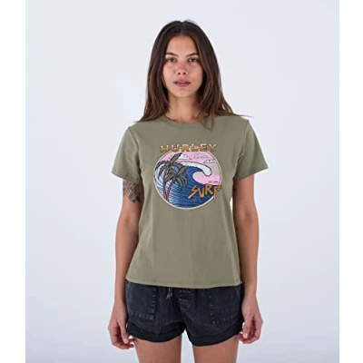 Image of Hurley meta Sportswear LLC Women&#039;s Surf Classic Tee T Shirt, Taupe, S