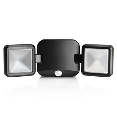 Image of Auraglow Outdoor Wireless Battery Operated LED Motion Activated PIR Sensor Spotlight Twin Security Light
