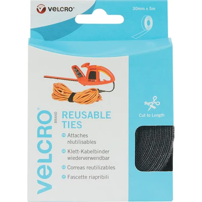 Image of VELCRO Brand ONE WRAP Reusable Ties 30mm x 5m Black