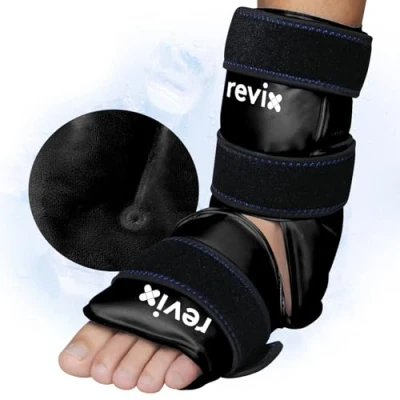 Image of REVIX Ankle Ice Pack Wrap for Foot Pain Relief and Feet Injuries, Reusable Gel Cold Packs Achilles Tendonitis