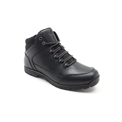 Image of Thomas Crick Men&#039;s &#039;Drake&#039; Lace Up Style Mid Height Casual Leather Boots, Classic, Comfortable and Stylish, Great for Walking, Made with (Black/Wood)