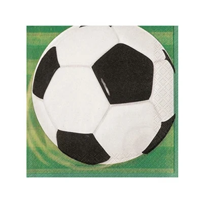 Image of Multicolor 3D Soccer Luncheon Napkins (16cm) 16 Pieces Premium Party Tableware for Themed Events