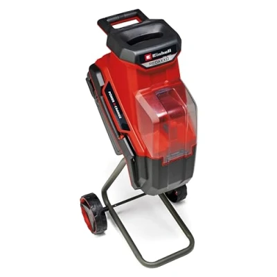 Image of Einhell Power X Change Cordless Garden Shredder 3 Reversible Steel Blades, 25mm Branch Capacity, Large 55L Collection Sack REDAXXO 36/25 Battery Powered Mulcher for Leaves and Branches