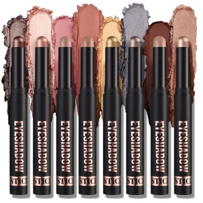 Image of KEDAOLA 8 Colors Eyeshadow Stick Set, Matte Professional Bright Colored Contouring and Highlight Stick, Long Lasting Cream Eyeshadow, Waterproof High Pigmented Eye Shadow