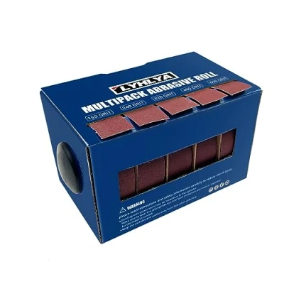 Image of Assorted Sandpaper Rolls, 5 Grits Emery Cloth Rolls with Dispenser 150 240 320 400 600 Variety Abrasive for Wood Metal Polishing, Each Roll 1 inch x 19.7 Feet