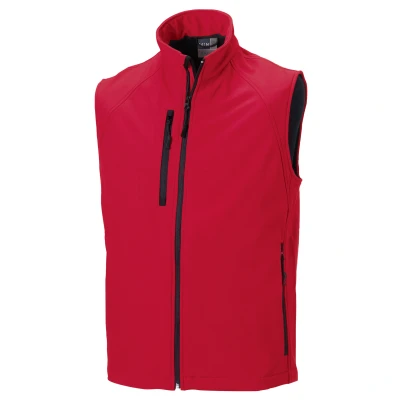Image of Russell Athletic Mens 3 Layer Soft Shell Gilet Jacket (Classic Red) Size X Large