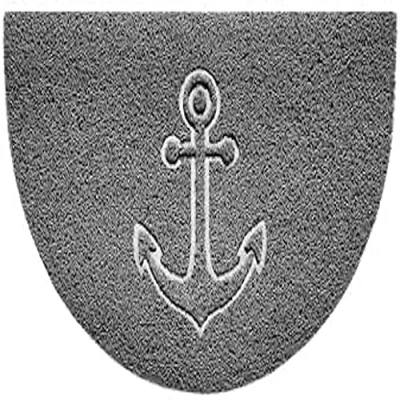 Image of Nicoman Embossed Halfmoon Half Circle Door Mat Dirt Trapper Jet Washable Doormat 70x44cm (Grey, ANCHOR Shape) Use Indoor or Sheltered Outdoor
