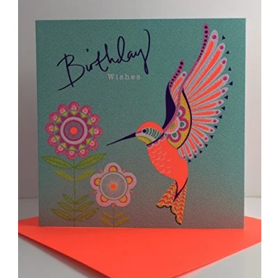 Image of Rachel Ellen Female Hummingbird Flowers Birthday Wishes Card