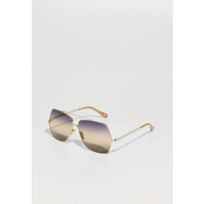 Image of Chloé Woman CH0278S 006 Sunglasses Metal Gold Blue Squared