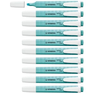 Image of Highlighter STABILO swing cool Pastel Pack of 10 Touch Turquoise