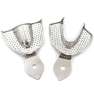 Image of Dental Impression Trays Stainless Steel Perforated Teeth Whitening Mouth Upper and Lower Set of 2 (M Lower)